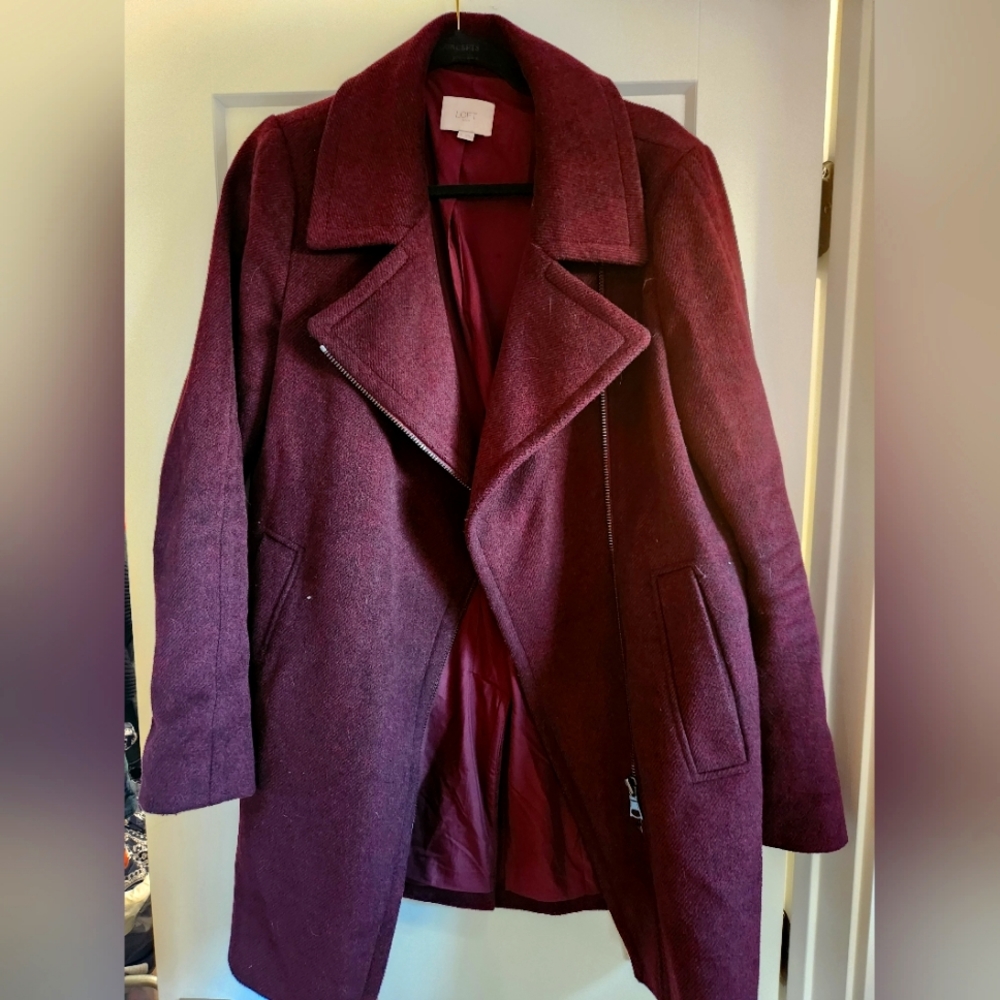 Maroon womens peacoat Loft